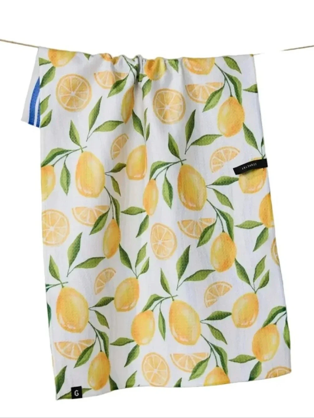 Geometry Lemon Bliss Double Sided Tea Towel- 18x30- Nwt